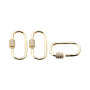 Clear CZ Micro Pave Oval Shaped Clasp Carabiner Oval Pendant for Necklace Jewelry Findings