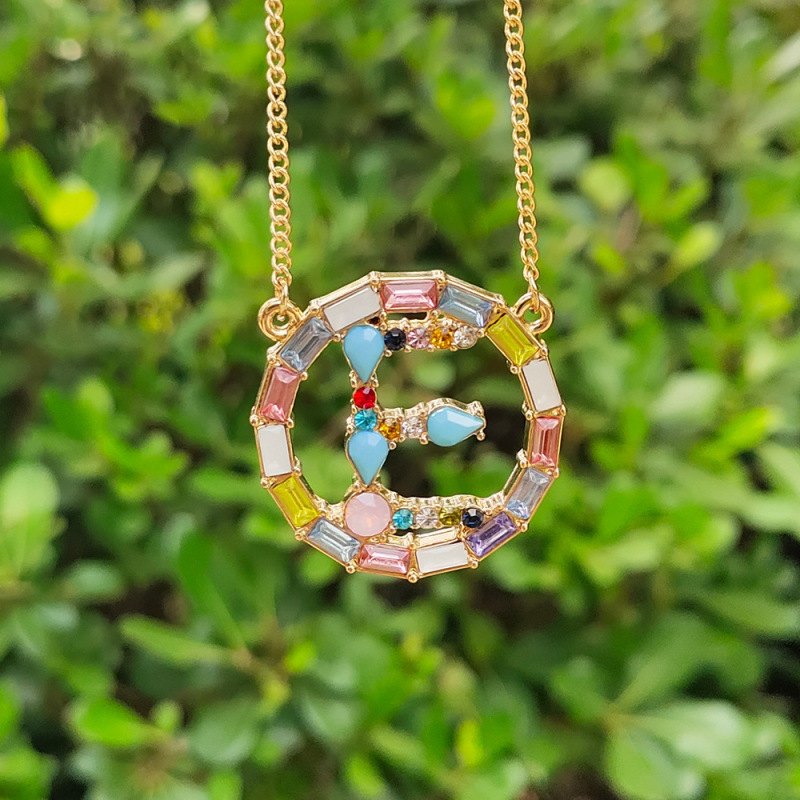 Wholesale Multi Color CZ Alphabet Initial A-Z Letter Gold Plated Pendant Necklaces Rope Chain 100% Product Quality Guaranteed