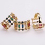 Handmade Fashion Jewelry Gold Plated Brass Chromatic Zircon Adjustable Rings Women Micro Insert Hollowed Ring Gifts