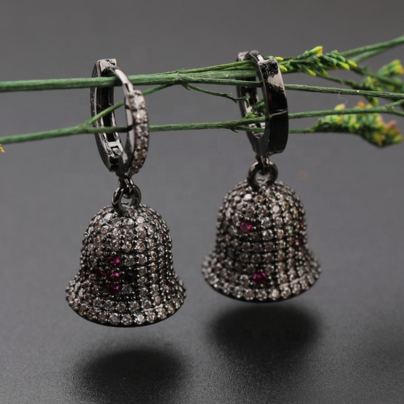 Merry Christmas Symbol Gift Unique Chunky White Gold Hoop Bell Earrings for Women Gift Jewellery