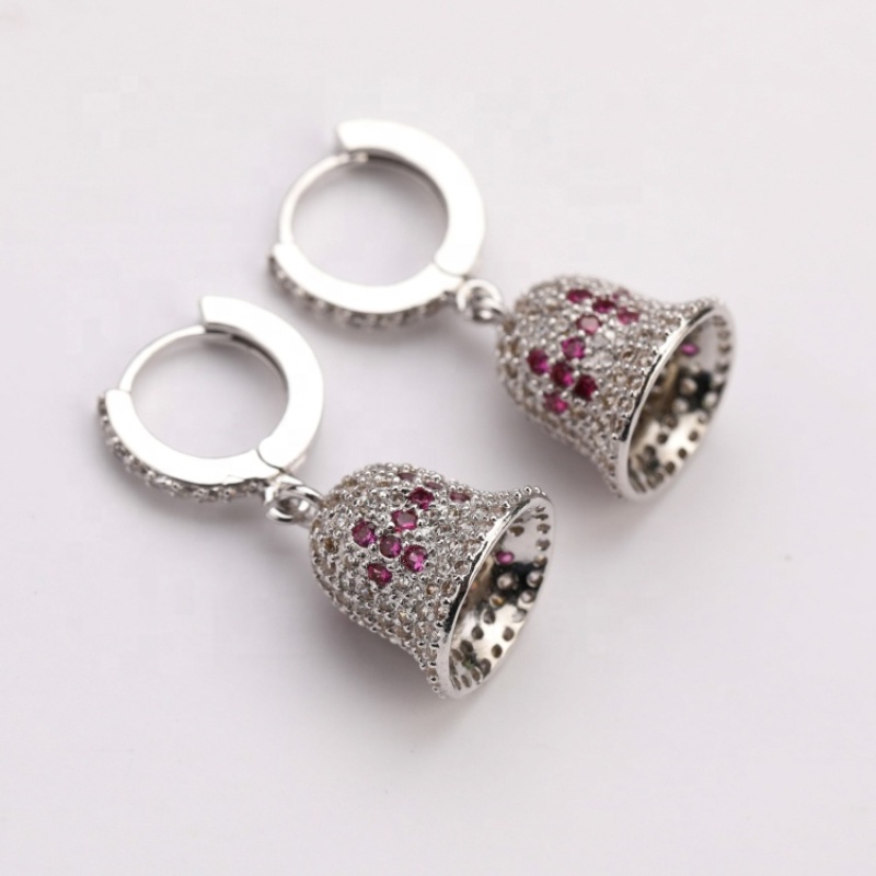 Merry Christmas Symbol Gift Unique Chunky White Gold Hoop Bell Earrings for Women Gift Jewellery
