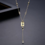 Wholesale Women Fashion Accessories 18K Gold Plated Korean Mothers Day Gift Charm Chain CZ Pendant Jewellery Necklace