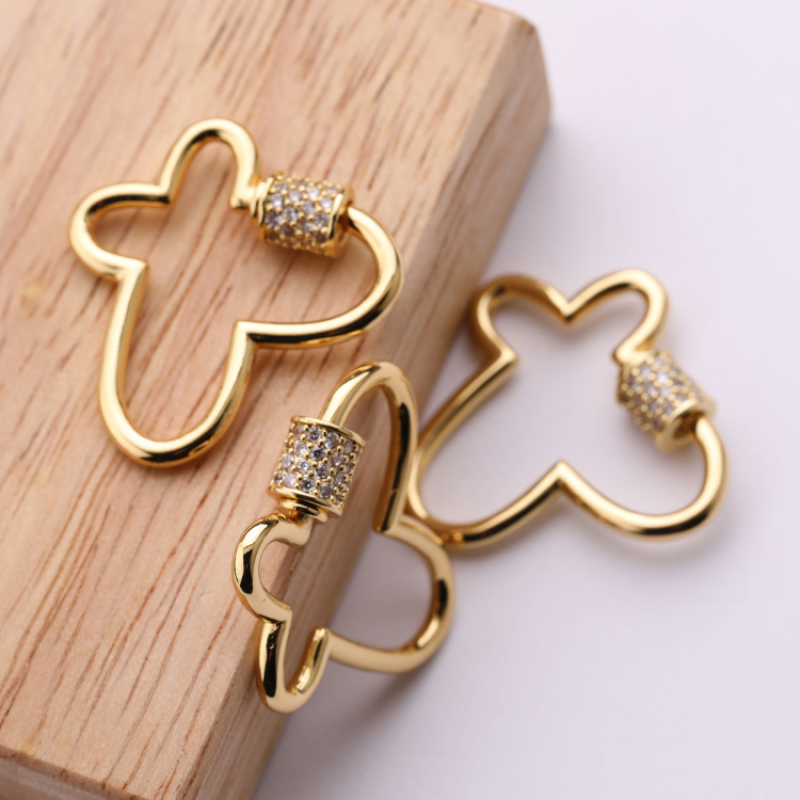 Clear CZ Micro Pave Hollow Butterfly Shaped Clasp Carabiner Butterfly Pendant For Necklace Jewelry Findings