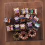 DIY Jewelry Accessories Multi Color Square Zircon Copper Gear Beads Charm for Bracelet Making