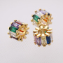DIY Jewelry Accessories Multi Color Square Zircon Copper Gear Beads Charm for Bracelet Making