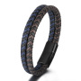 Cool Design Classic Men Gun Metal Plated Colorful High Quality Real Leather Bracelet