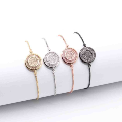 2021 Custom 18k Gold Plated Wholesale Circle Charms Round Shape Adjustable Small Brass Jewelry Bracelet Bangle