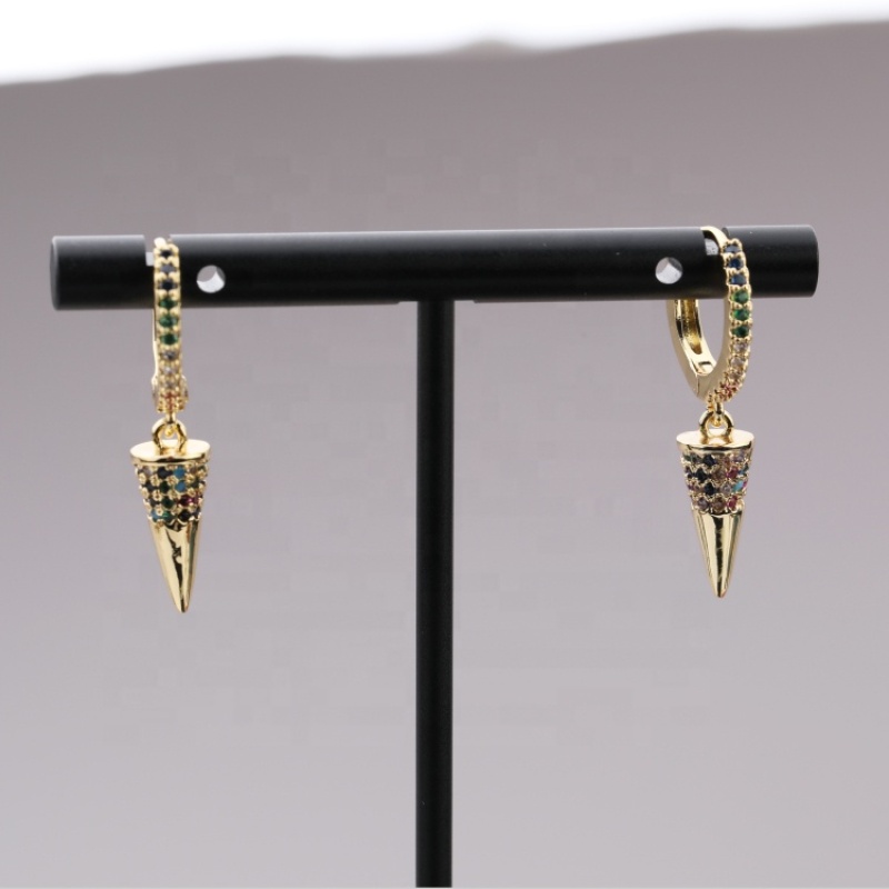 Luxury Gold Plated Jewelry Zircon Earring Cone New Design CZ Factory Wholesale For Women Party