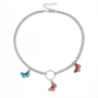 2021 gold plated boho pearl pendant diamond iced out charm choker butterfly necklace for cute women girls