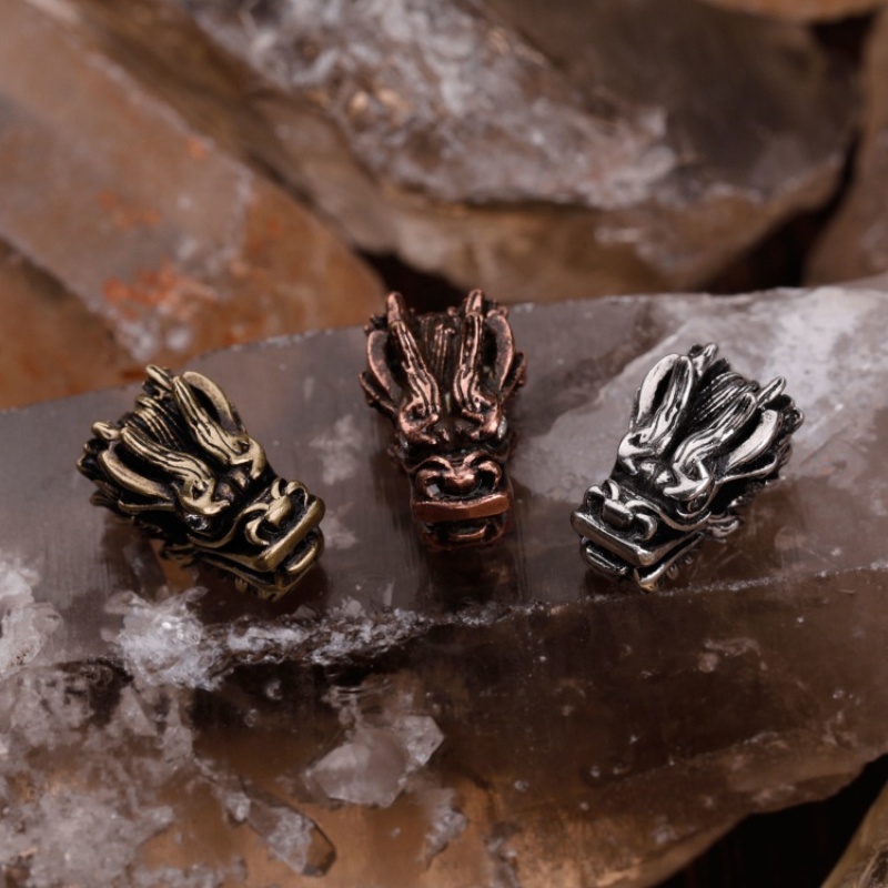 Wholesale Unisex Fashion Accessory Antique Silver Brass Copper Zircon DIY Dragon Head Beads for Jewelry Bracelet Necklace Making