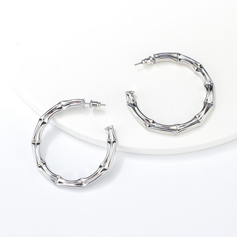 New Arrival 18K Gold Plated Handmade Brass Bamboo C Hoop Earrings For Women