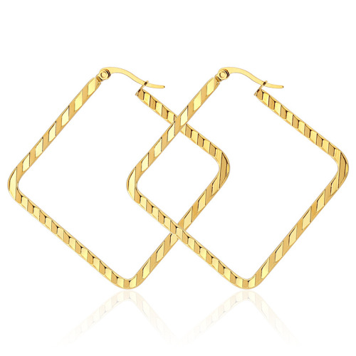 Stainless Steel Minimalist Jewelry Prismatic Shape Gold Earrings Simple Fashion Jewelry