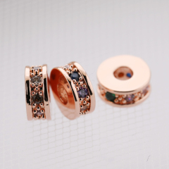 Multi Color Micro Pave Copper Spacer CZ Charm Beads for Bracelet Jewelry Making