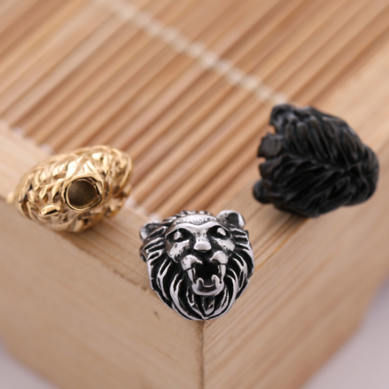 11.6*10MM Stainless Steel Lion Head Jewellery Beads for Bracelet Making