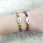 12PCS/Set Hot Sale White Shell Charm Rainbow Color Wood Beads Bracelet
