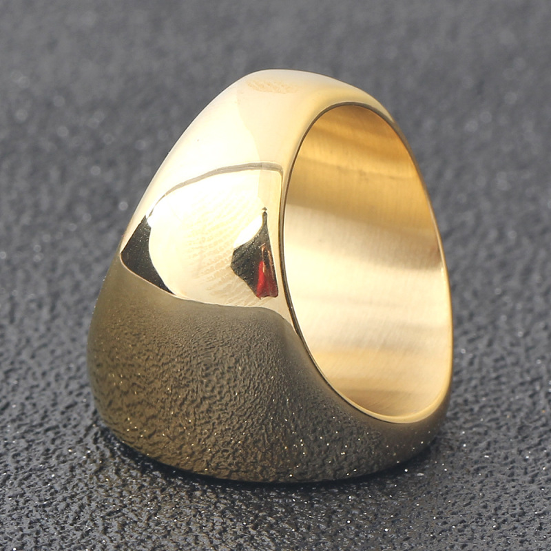 Custom Stainless Steel Gold Polish Engraved Logo Round Ring Custom Signet Eternity Ring