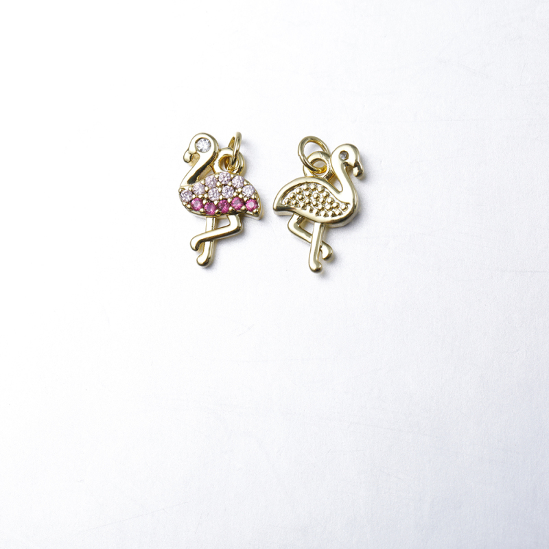Designer  Necklace Gold Brass Jewelry Pendants cute Flamingo Charms for Jewelry Making