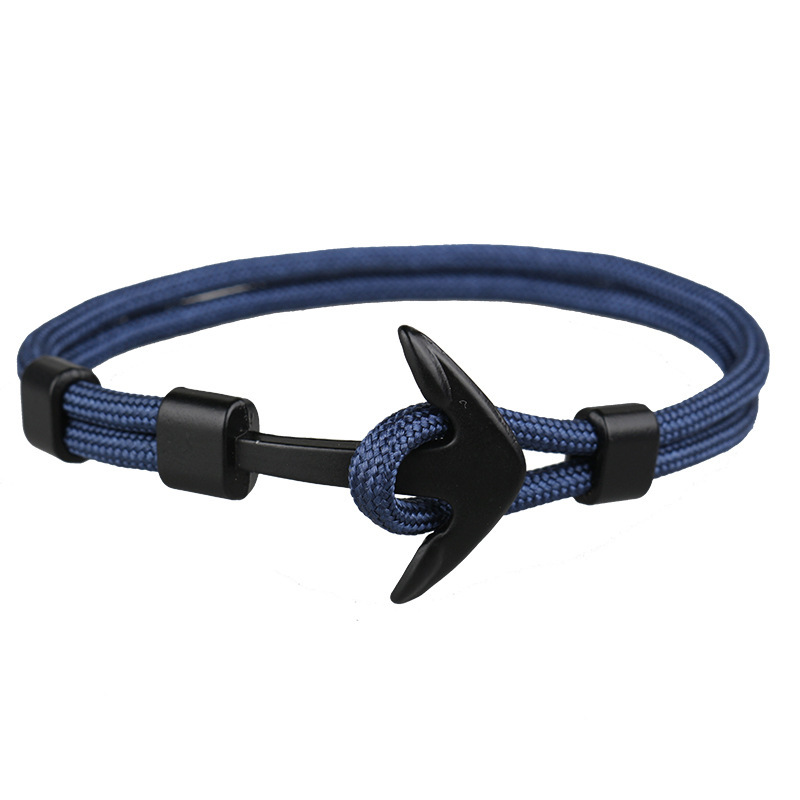 Popular Design Handmade Men and Women Paracord Black Anchor Bracelet Multi Colors Woven Bracelet for Wholesale