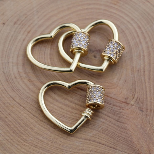 Custom Wholesale Fashion Korean Gold Plated Copper Heart Shaped White Zircon DIY Jewelry Accessory for Bracelet Necklace Making