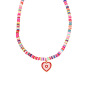Trendy Jewelry Colorful Bohemian Enameled Heart Shape Handmade Polymer Clay Vinyl Heishi Beads Necklace for Women Gift