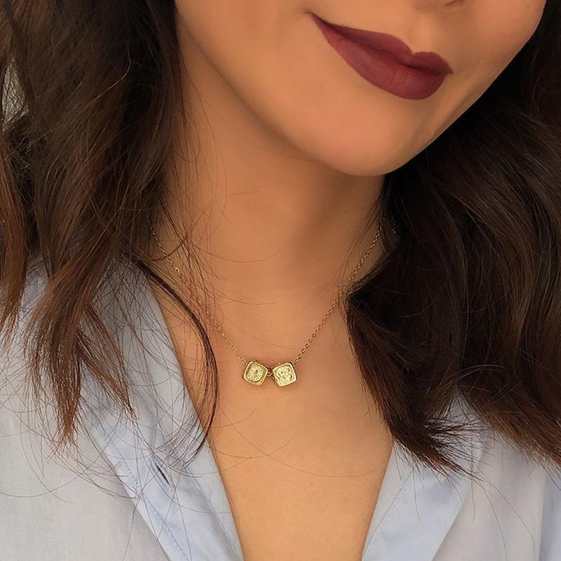 Hot Sales 26 Letters Custom Necklaces Cube Initial Necklaces for Women Cubic Zirconia Gold Color Minimalist Necklace