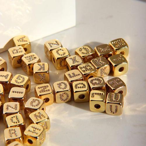 Hot Sales 26 Letters Custom Necklaces Cube Initial Necklaces for Women Cubic Zirconia Gold Color Minimalist Necklace