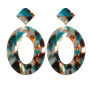 Hot Sell Acetate Acrylic Geometric Oval Hollow Granite Pattern Fashion Jewelry Dangle Earrings for Women