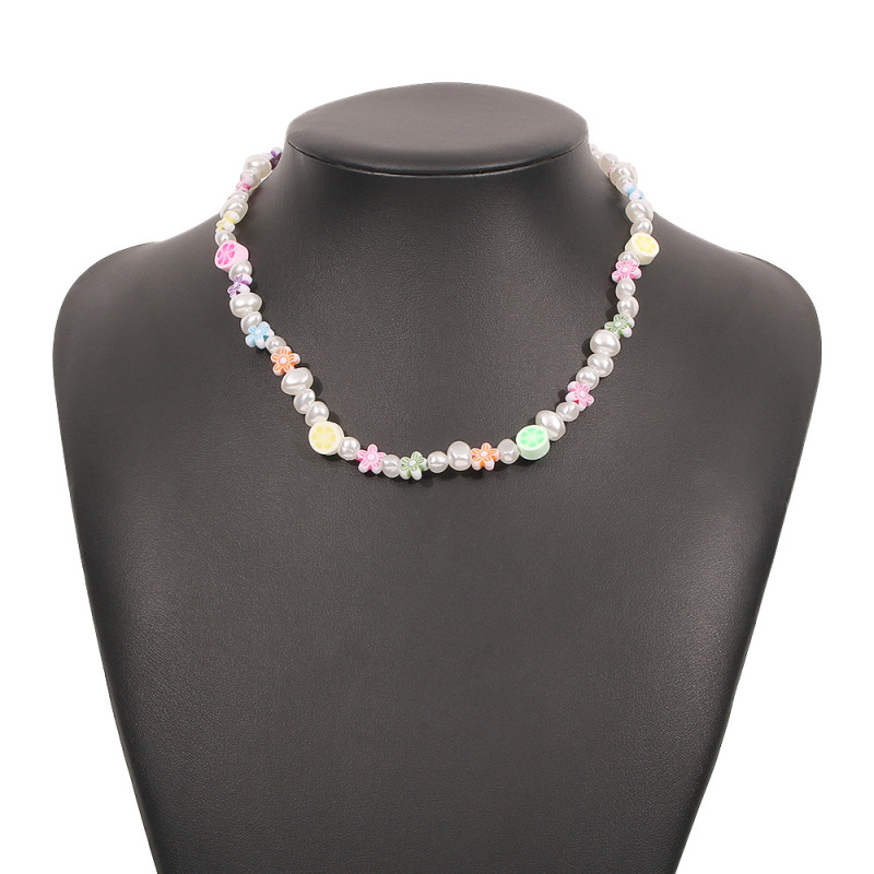 Wholesale Fashion Jewelry Colorful Fruit Flower Seed Beads Pearl Woven Bohemian Handmade Necklace for Women