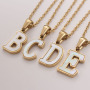 26  Shell English Letters Pendant Necklace Stainless Steel Pretty Alphabet Clavicle Chain Jewelry