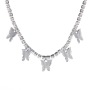Hot Sale Hip Hop Style Gold Plated Butterfly Charm Tennis Chain Necklace for Women