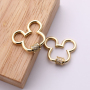 High Quality CZ Micro Pave Mickey Screw Clasp Carabiner Mickey Pendant for Necklace Bracelet Jewelry Findings Clasps & Hooks