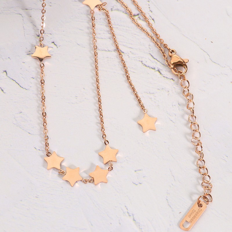 New Choker Chain Titanium Steel Personality Pentagram Necklace Female Fresh Star Charm Necklace