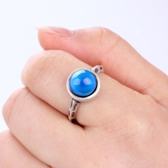 Vintage Retro Temperature Control Emotion Feeling Change Color Stone Mood Ring For Women