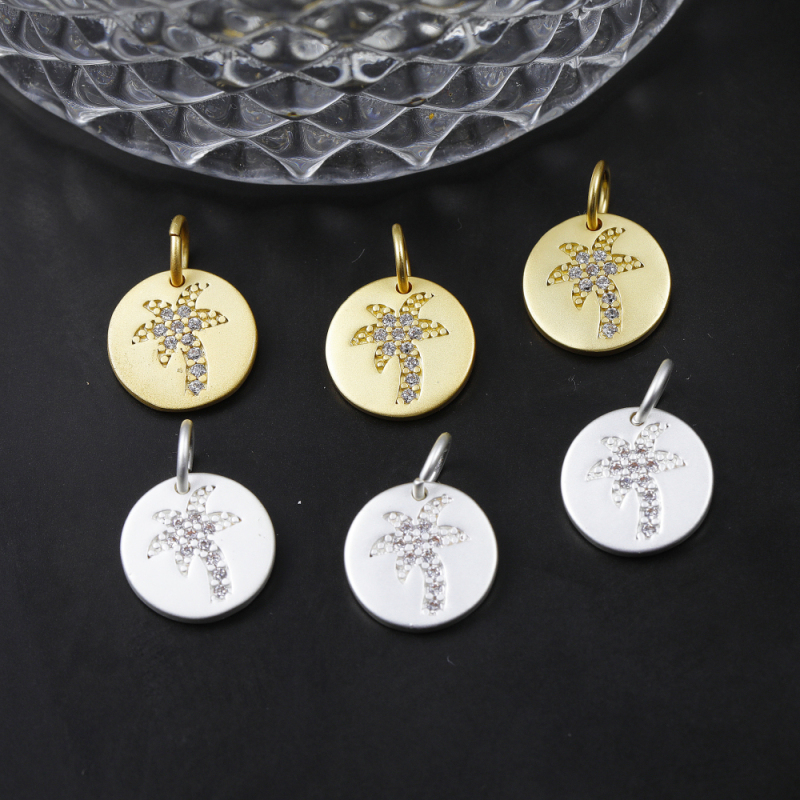 Designer Necklace Gold Brass Jewelry Pendants Palm Tree Charms for Jewelry Making