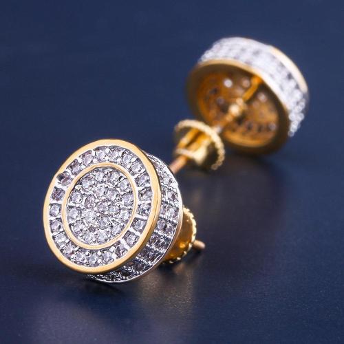 Gold Plated Round Shape Earrings Hip Hop Jewelry for amazon/ebay/wish online store for Wholesale Agent in Stock