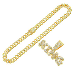 Hip Hop Style Gold Silver Plated Cool Design Men Cuban Miami Link Chain KING Pendant Necklace