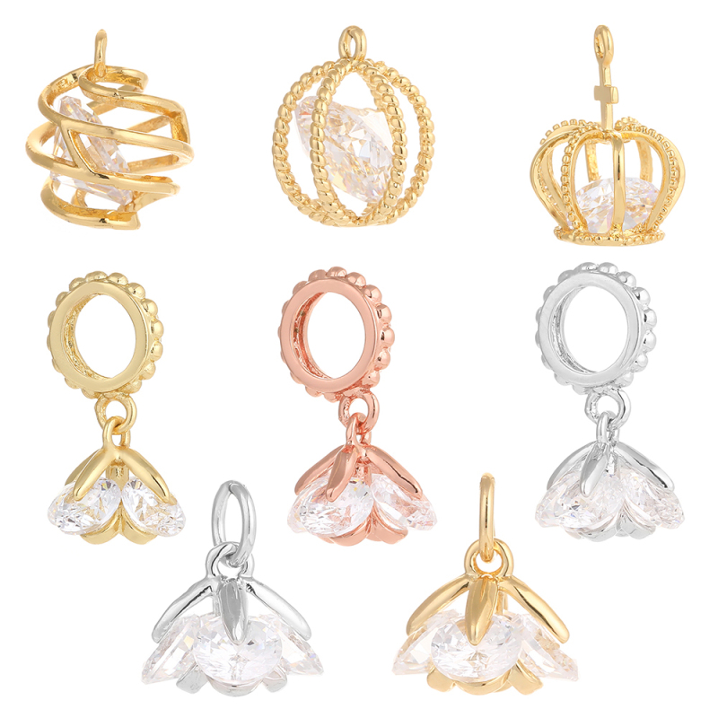 Hand Made Body Jewelry Charms Diy Pendant Necklace Copper Women Gift Necklace Crown Light Ball Flowers Design Accessories