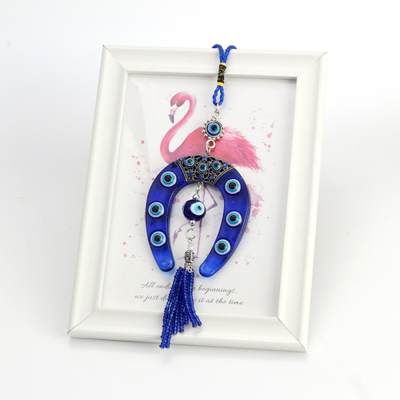 New fashion wall hanging horseshoe pendants charm car keychain jewelry evil eyes bead pendant