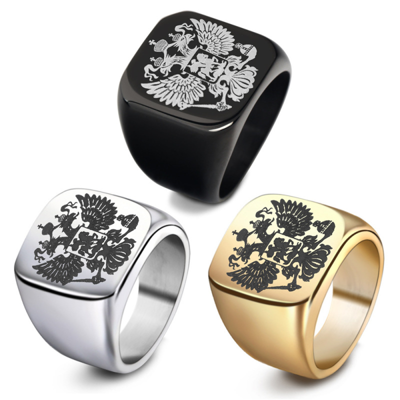 Popular Gold Plated Stainless Steel Custom Name Engraved Logo Heart Shape Signet Eternity Ring