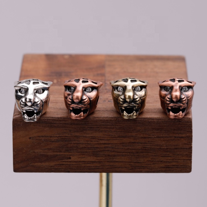 Wholesale Fashion Accessory Antique Silver Brass Copper Zircon DIY Leopard Heart Beads for Jewelry Bracelet Necklace Making
