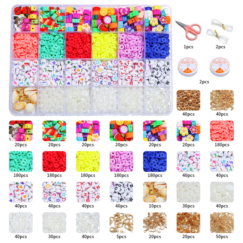 Letter Round Jewelry Making Bracelets Necklace Earring Diy Craft Kit Set Pendant Jump 2000 Pcs Pearls Polymer Clay Beads