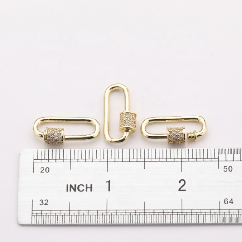 Custom Design Gold Plated Copper White Zircon DIY Carabiner Jewelry Accessory