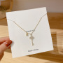 Gold Plated Simple Women's 925 Sterling Silver Jewelry Lock Charm Keys Pendant Chain Necklace for Women