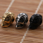 18K Gold Plated Retro Stainless steel Skull Charm Beads with Hole