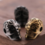 18K Gold Plated Retro Stainless steel Skull Charm Beads with Hole