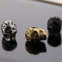 18K Gold Plated Retro Stainless steel Skull Charm Beads with Hole