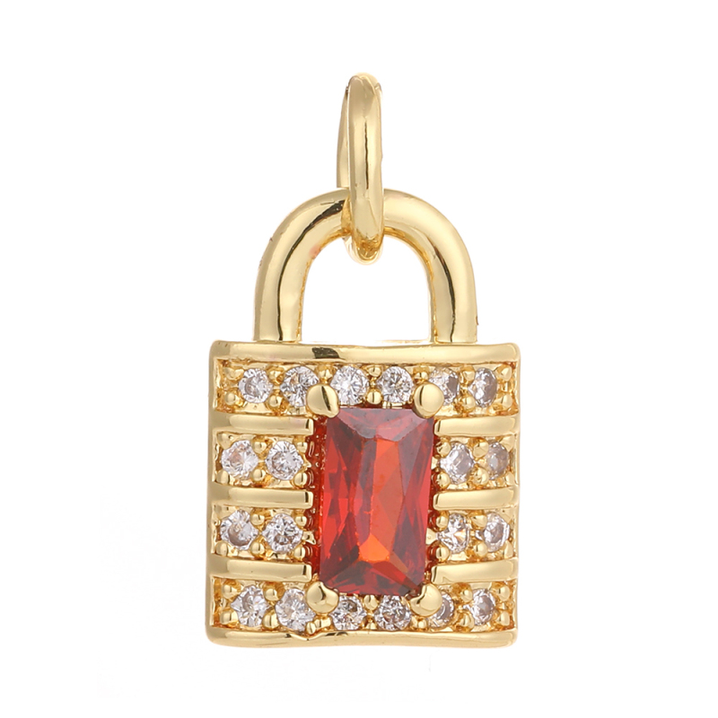 Wholesale Custom Factory Fashion Accessories Necklace Bracelet Pendant Zircon Charm Cubic Key Lock Diy Copper Jewelry