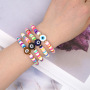 2021 Hot Sale INS Style Friendship Handcraft Rainbow Polymer Clay Disc Bracelet with Eye Charm
