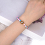 2021 Hot Sale INS Style Friendship Handcraft Rainbow Polymer Clay Disc Bracelet with Eye Charm
