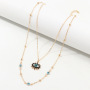 Personalized devil eyes pendant necklace lucky eye chain jewelry double layer evil eyes necklace for women
